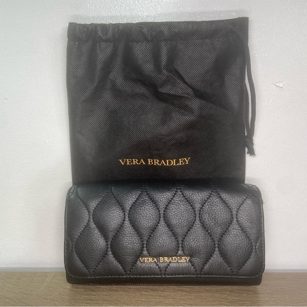 Vera Bradley Black Quilted Clutch Women’s 8”x4” Hand Bag Classic Black Wallet